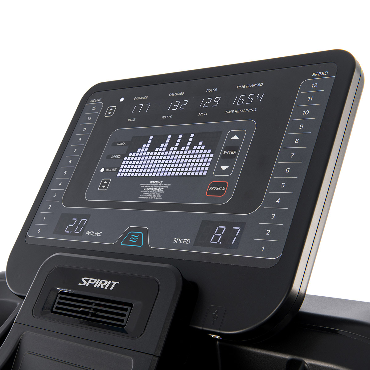 Skjár á Spirit CT850+ hlaupabretti Skjár á Spirit CT850+ hlaupabretti